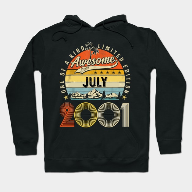 Awesome Since July 2001 Vintage 22nd Birthday Hoodie by Mhoon 